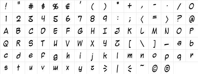 Mighty Zeo Regular  glyph index