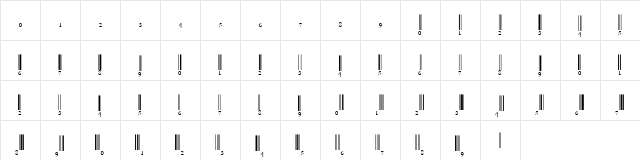 EAN-13 Half Height Regular  glyph index