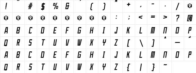 JerrySport Italic Med Italic  glyph index