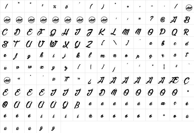 Madera Studio_PersonalUseOnly Regular  glyph index