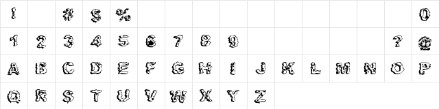 Apocalypshit Regular  glyph index