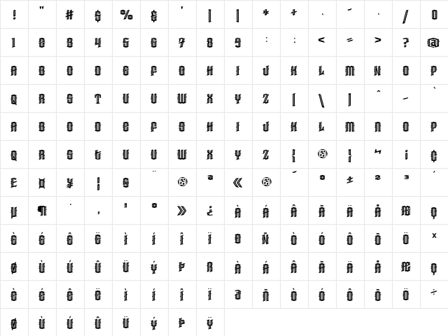 Haunted Woods Inline Demo Regular  glyph index