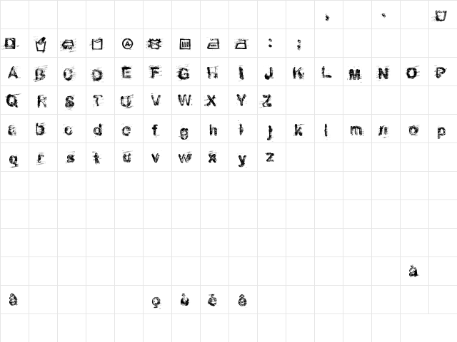 stoned wash Regular  glyph index