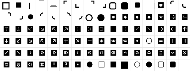 ButtonBonus SquareNegative  glyph index