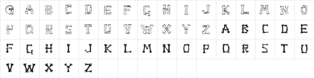 Bone Regular  glyph index