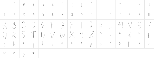 Alberth Demo Regular  glyph index