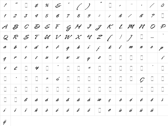 Rapier LET Let Plain  glyph index
