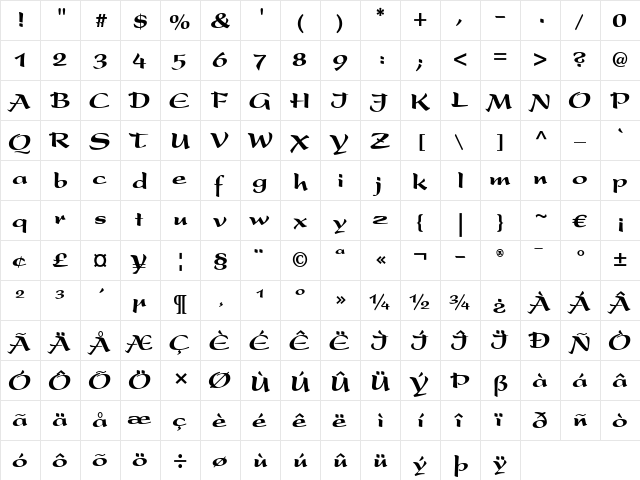 Present LT Black Regular  glyph index