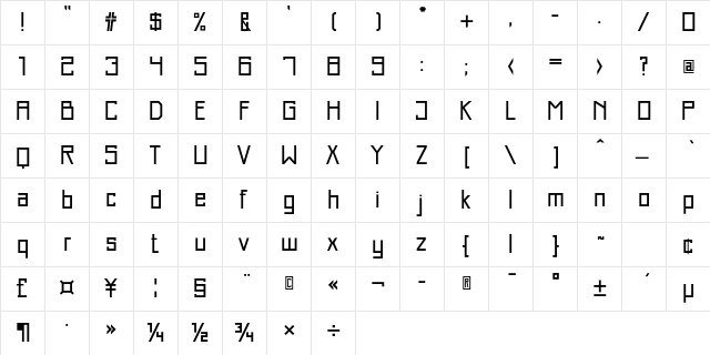 Just Square LT Std Cyrillic Regular  glyph index