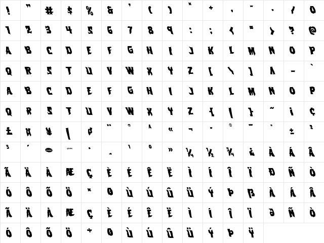 Vorvolaka Leftalic Italic  glyph index