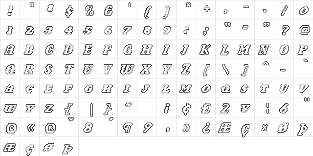 NarlyOutline Outline  glyph index