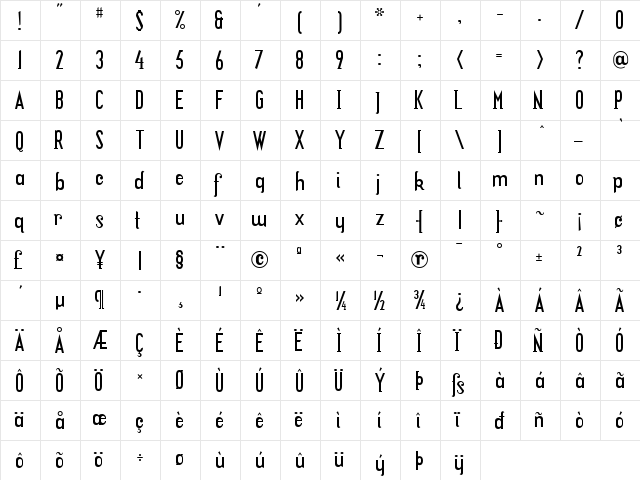 Locus Regular  glyph index