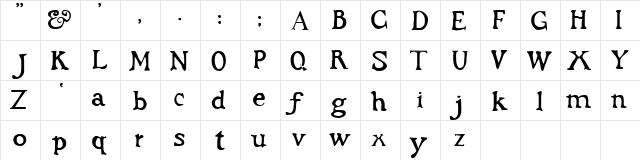 Candlewood Regular  glyph index