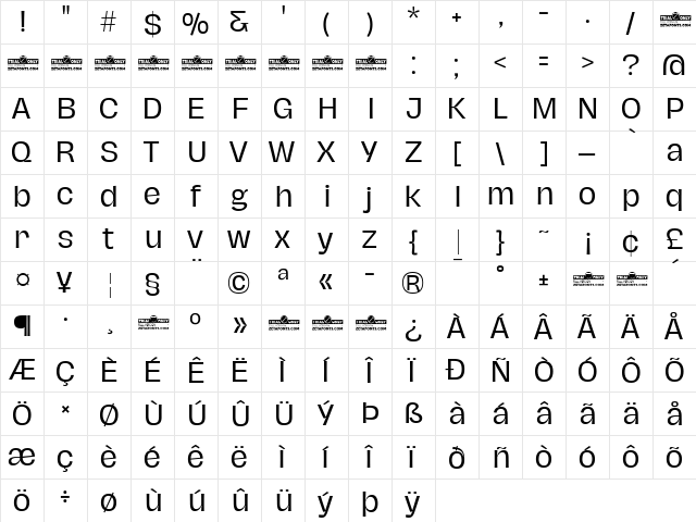 Hagrid Trial Regular  glyph index