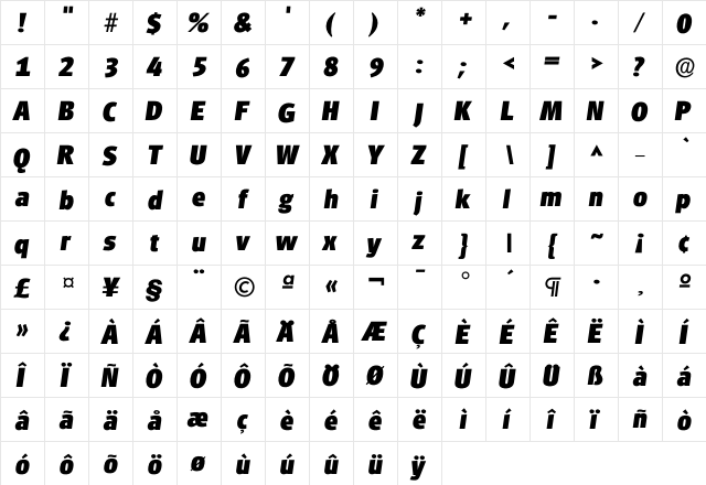 Iglasgow ExtraBold  glyph index