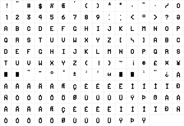 Browser-Cyberlink-New Regular  glyph index