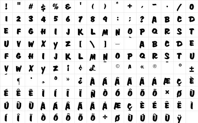 Davison Zip CG Bold Regular  glyph index