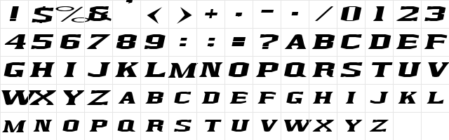 KingfreshCondensed Italic  glyph index