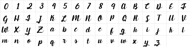 Candlelight Regular  glyph index