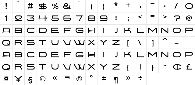 BabaevC Regular  glyph index