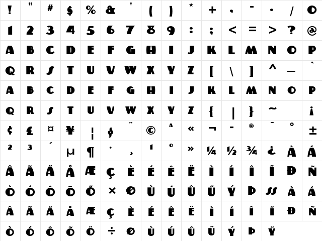 Mister Chuckles ITC Std Regular  glyph index