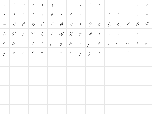 Britney Collection Regular  glyph index