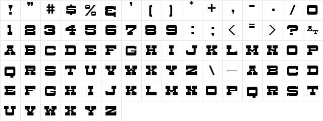 Dry Goods JL Regular  glyph index