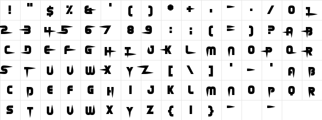 Hellgrazer Regular  glyph index