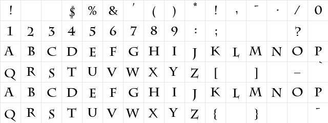 Basam Bold Bold  glyph index