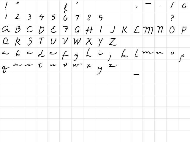 Eight Fifteen Regular  glyph index