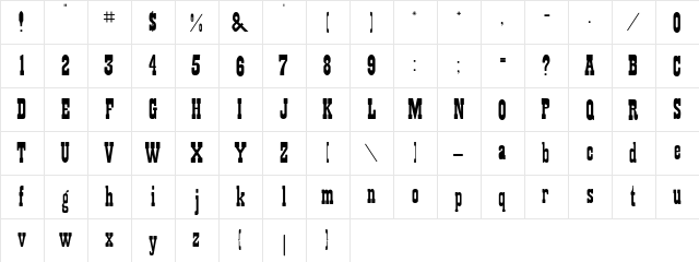 Holyfill Regular  glyph index