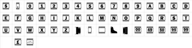FilmStripWho Regular  glyph index