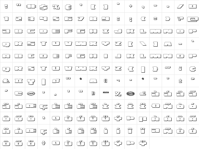 Illumino 3D Regular  glyph index