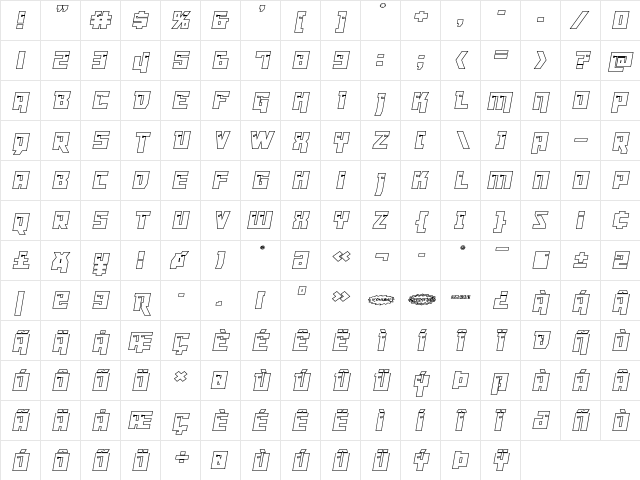Dangerbot Outline Outline  glyph index