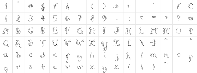 LOT Embroidery Regular  glyph index