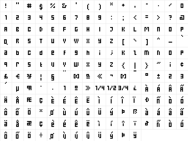Eboy REGAlpha  glyph index