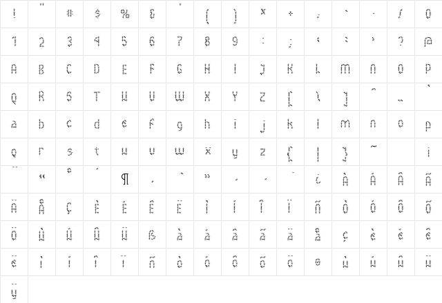 AntsyPantsy Regular  glyph index
