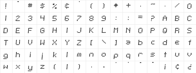 SF Telegraphic Italic  glyph index