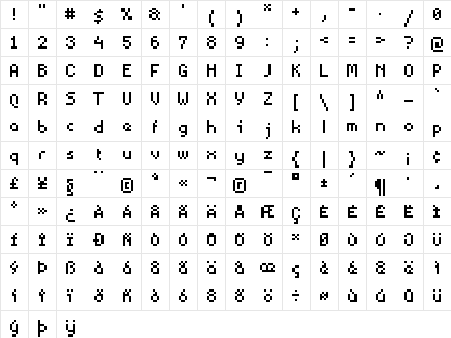 Mouse Regular  glyph index