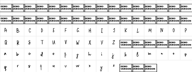 Million Notes Regular  glyph index