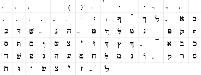 AnHeb9 Regular  glyph index