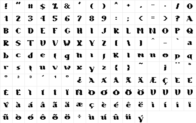 Pharaobolos Medium  glyph index