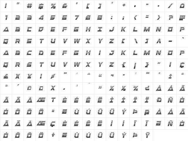 Liberty Island Gradient Italic Italic  glyph index