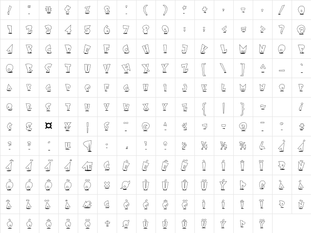 Astro White Std ITC Regular  glyph index