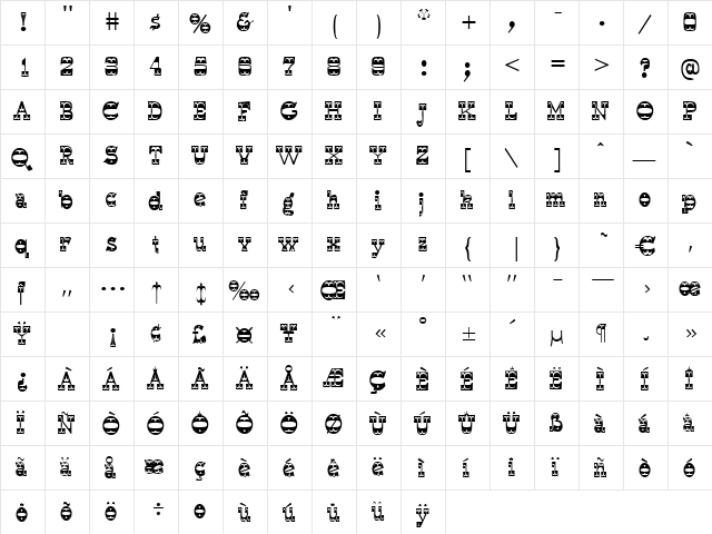 Dalton Regular  glyph index