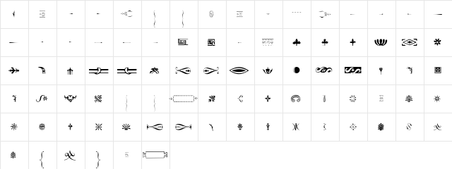 Bodoni Classic Ornaments Regular  glyph index
