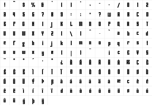 Lenteroos Regular  glyph index