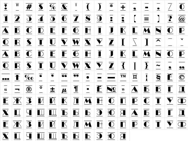 a_BentTitulDcFr Regular  glyph index