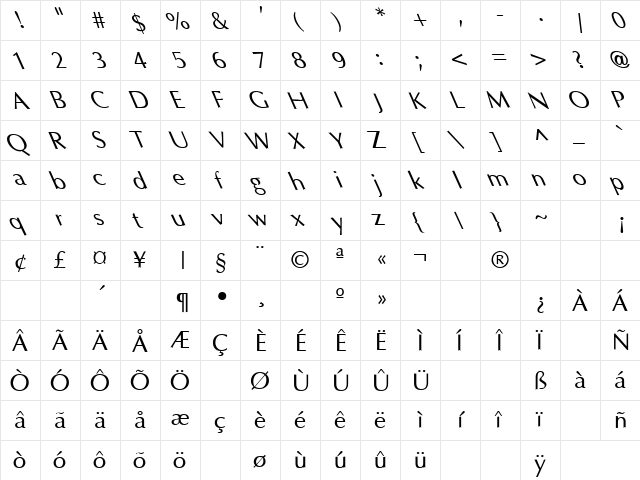 Friends 29 Regular  glyph index