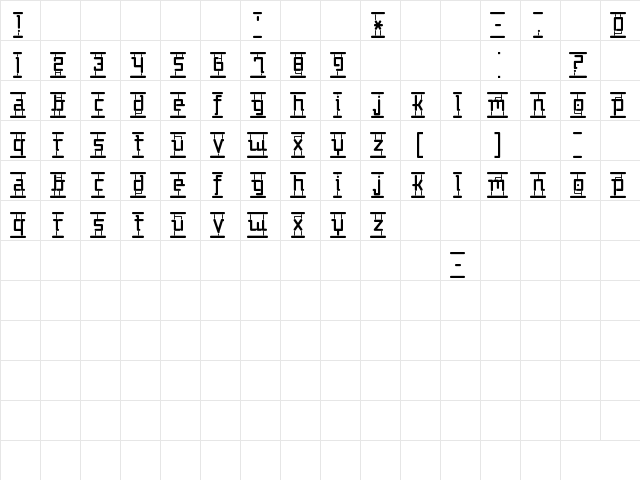 Big In America Regular  glyph index